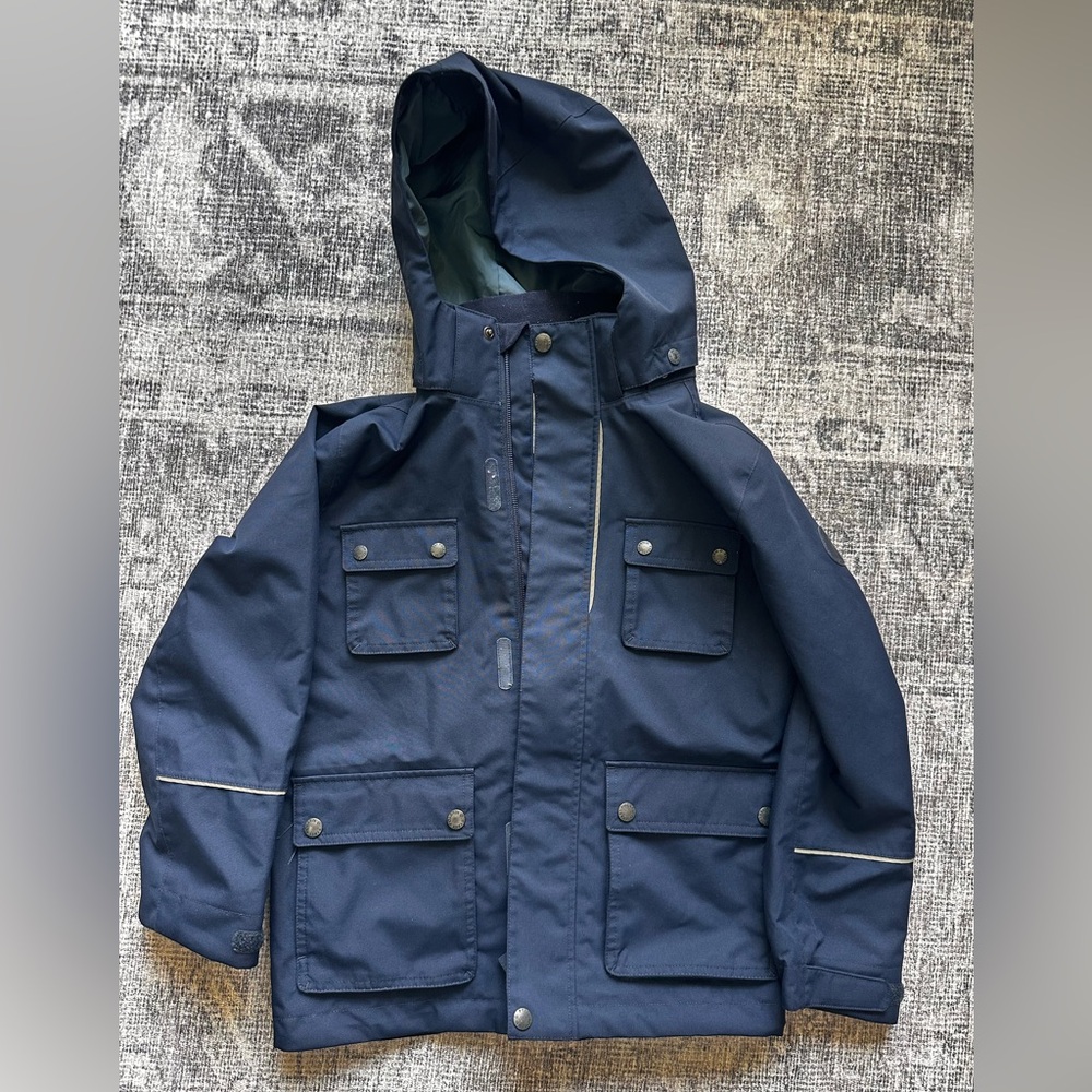 Polar O Pyret Kids Dark Blue Raincoat with removable Hood
